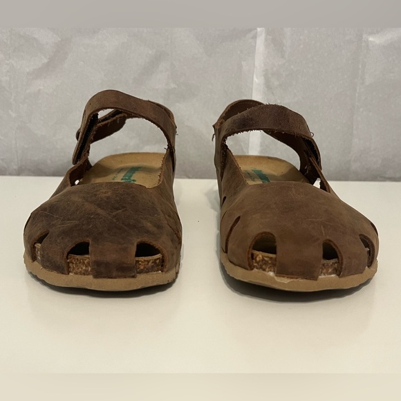 BIONATURA Solo Mary Jane Closed Toe Leather Sandals Cork Heel adjustable Sz 39/8 - Picture 5 of 9